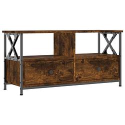 Foto van The living store industriële tv-kast - 90 x 33 x 45 cm - gerookt eiken