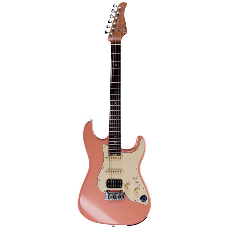 Foto van Mooer gtrs guitars professional 800 flamingo pink intelligent guitar met gigbag