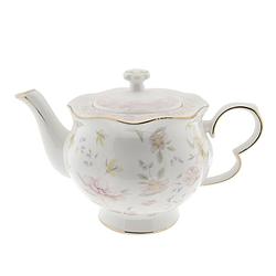 Foto van Haes deco - theepot - porselein - tableware flowers - theepot 1200 ml - traditioneel theeservies, theekan