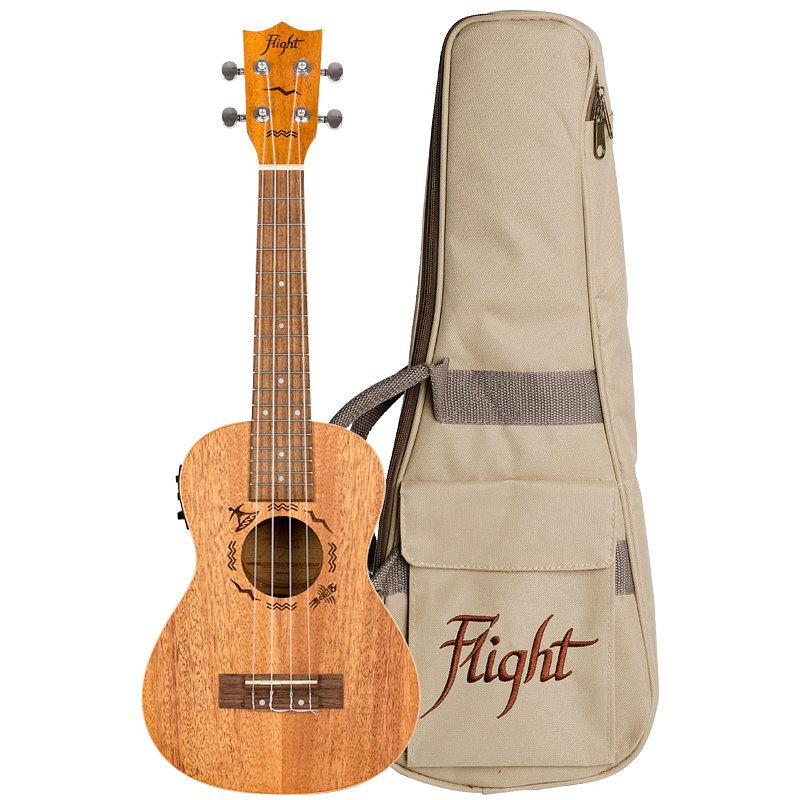 Foto van Flight designer series duc323e elektrisch-akoestische concert ukelele met gigbag