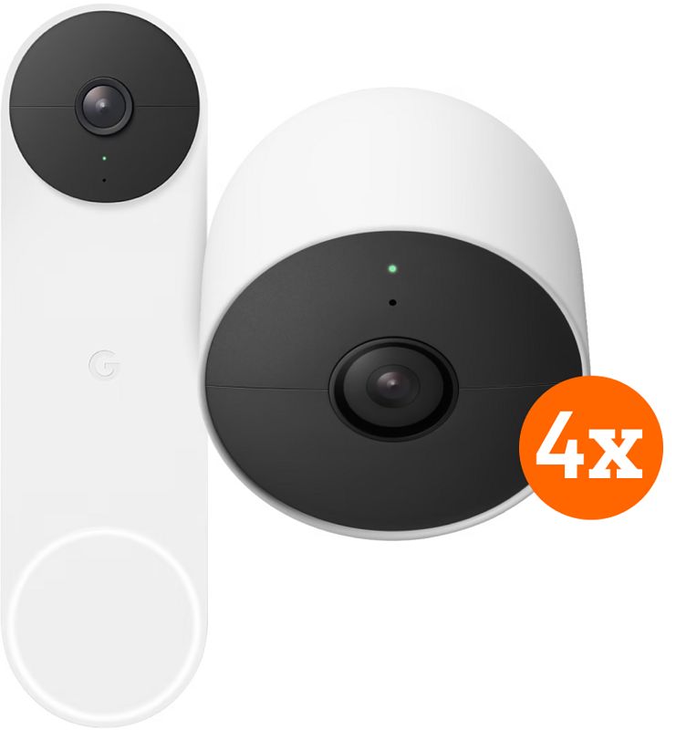 Foto van Google nest doorbell + google nest cam 4-pack