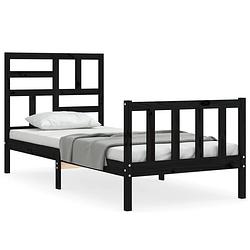 Foto van The living store bed - massief grenenhout - bedframe - 195.5 x 95.5 x 104 cm - zwart