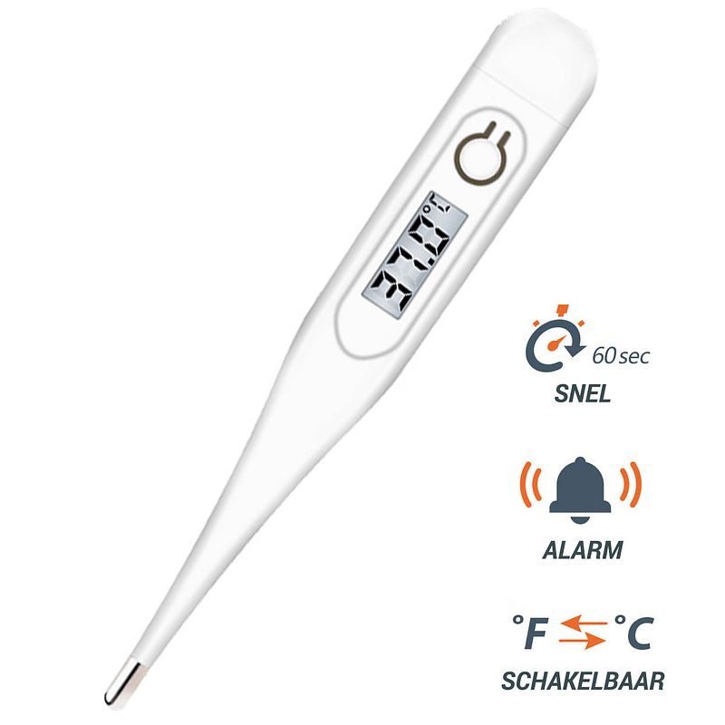 Foto van Thermometer lichaam - koortsthermometer voor volwassenen - wit - incl. opbergcase en handleiding!