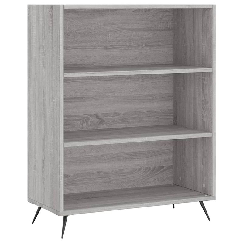 Foto van The living store boekenkast sonoma eiken grijs - 69.5 x 32.5 x 90 cm - stevig materiaal - voldoende opbergruimte -