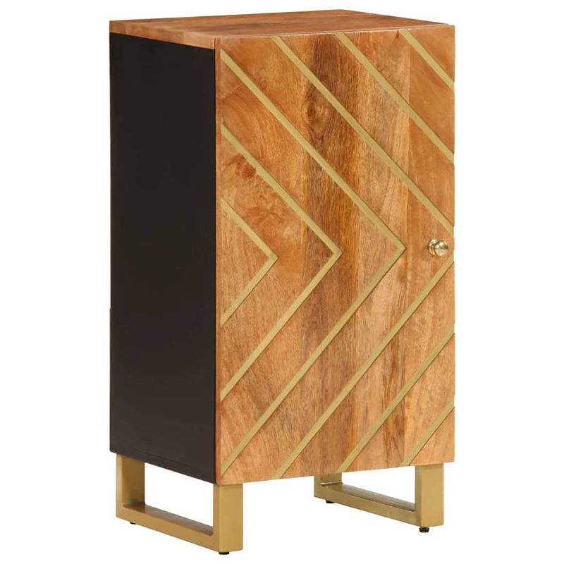 Foto van Vidaxl dressoir 40x33,5x75 cm massief mangohout bruin en zwart