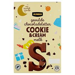 Foto van Jumbo gevulde chocoladeletter s cookie & cream melk 150g