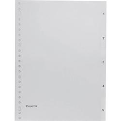 Foto van Pergamy tabbladen, ft a4, 23-gaatsperforatie, grijze pp, set 1-5 90 stuks