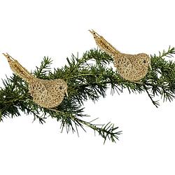 Foto van 2x kerstboomversiering glitter gouden vogeltjes op clip 12 cm - kersthangers