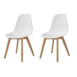 Foto van Sacha set van 2 witte eetkamerstoelen - massief houten hevea-voeten - scandinavisch - b 48 x d 55 cm