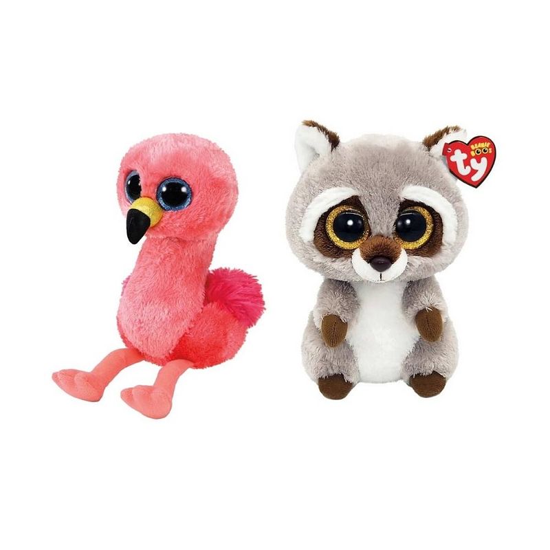 Foto van Ty - knuffel - beanie boo's - gilda flamingo & racoon