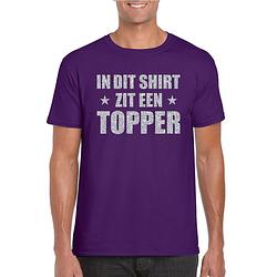 Foto van Toppers paars in dit shirt zit een topper zilveren glitter t-shirt voor heren l - feestshirts