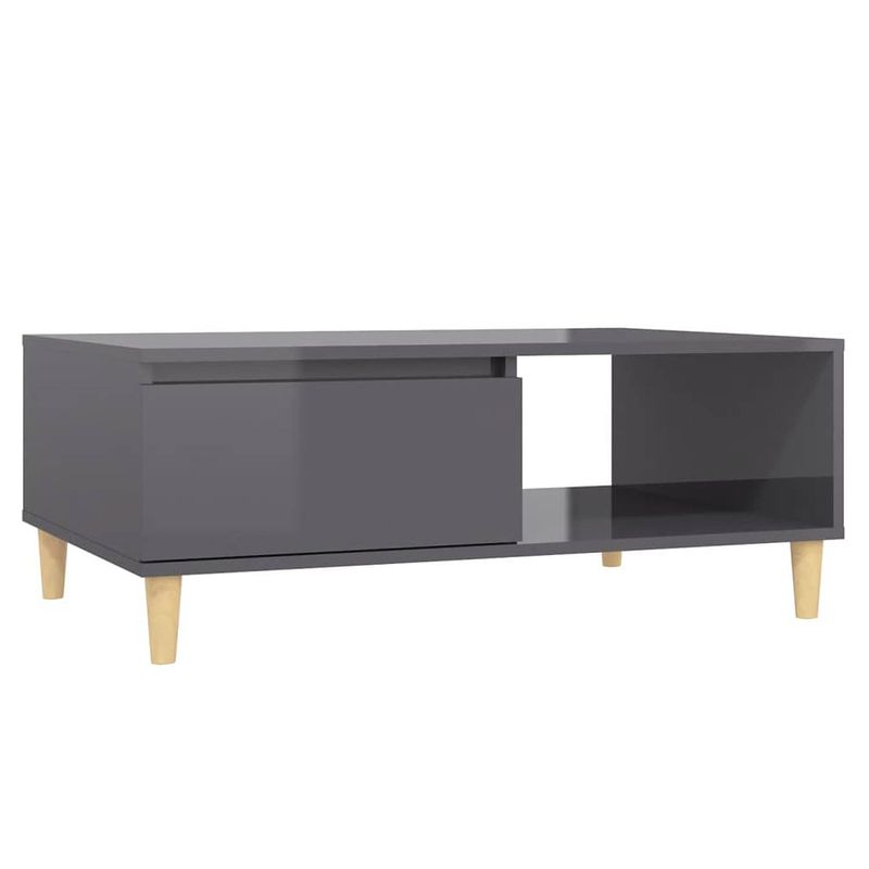 Foto van The living store middentafel spaanplaat - 90 x 60 x 35 cm - hoogglans grijs