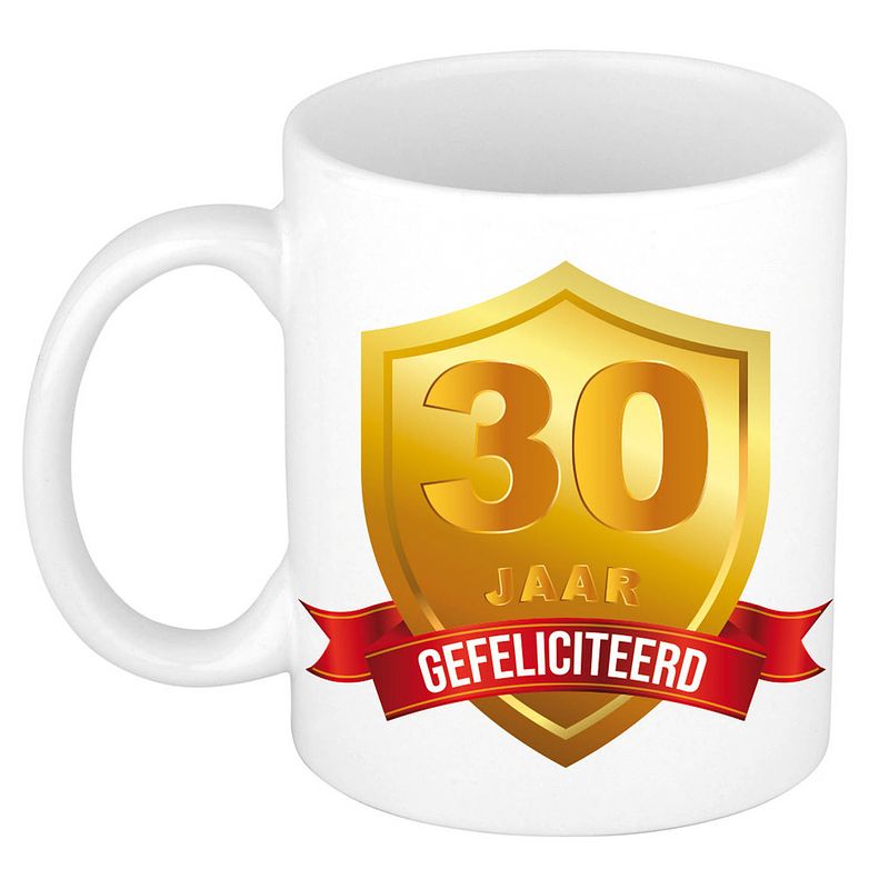 Foto van Gouden wapen 30 jaar mok / beker - verjaardag/jubileum - cadeau 30 jaar getrouwd / huwelijksjubileum - feest mokken