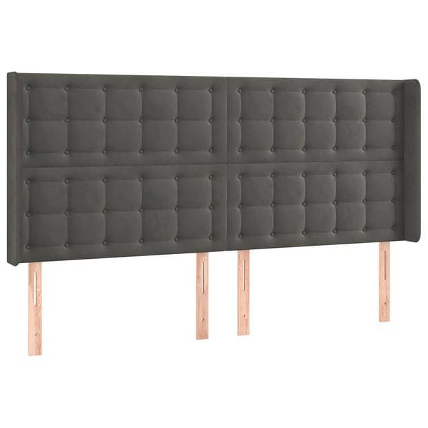 Foto van Vidaxl hoofdbord met randen 163x16x118/128 cm fluweel donkergrijs