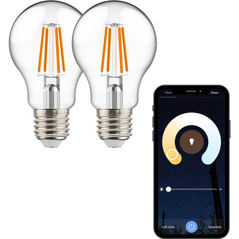 Foto van Idinio dimbare smart lampen e27 met app - filament warm wit licht - 2 x slimme lamp