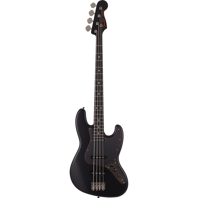 Foto van Fender made in japan limited hybrid ii jazz bass noir rw satin black elektrische basgitaar met gigbag