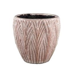 Foto van Ptmd talina light pink glazed ceramic leaf pot roundxxl