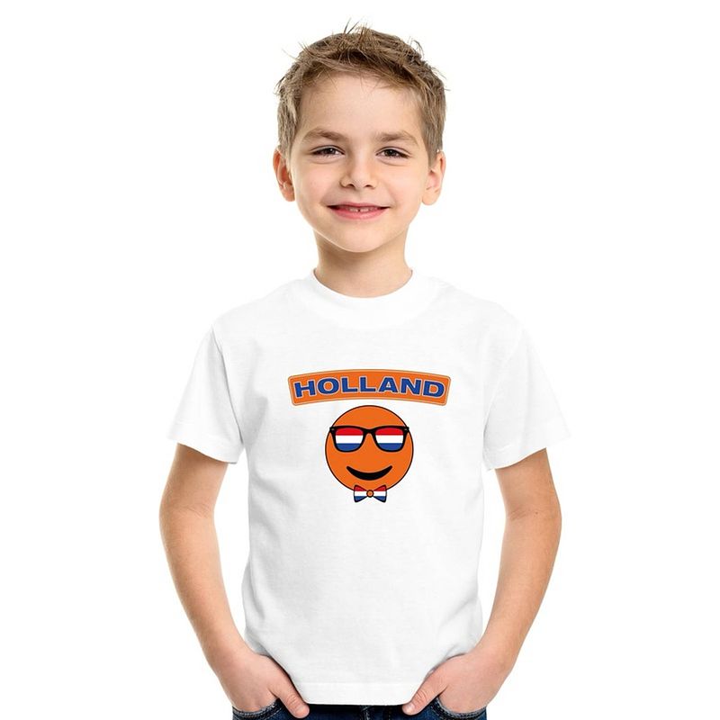 Foto van Holland coole smiley t-shirt wit kinderen xl (158-164)