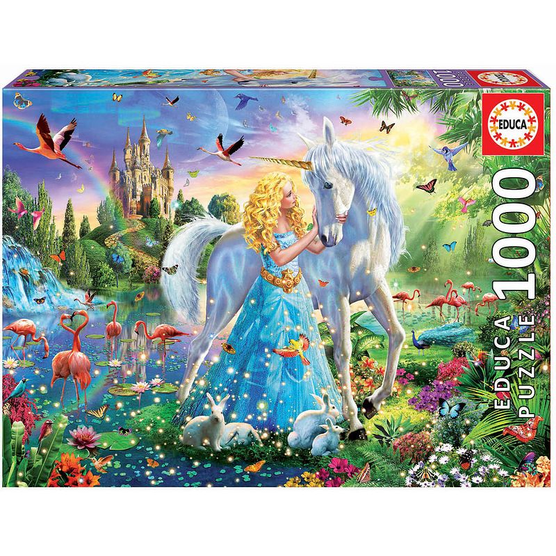 Foto van Educa puzzle 1000 the princess and the unicorn