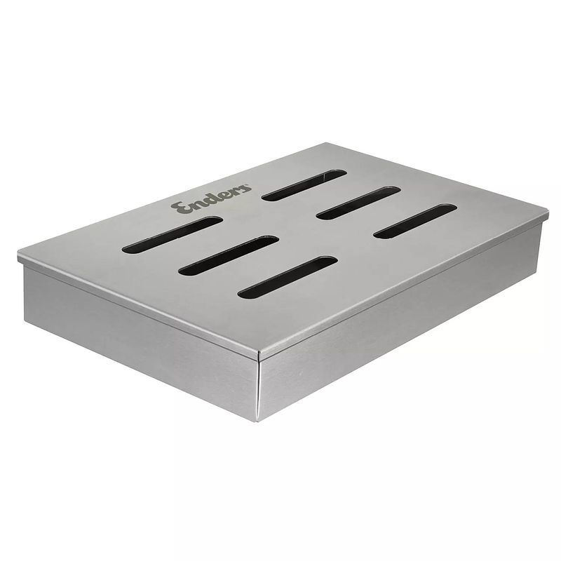 Foto van Enders smokerbox rvs - smoke box - grijs rvs - b 21 cm × d 13,5 cm × h 3,5 cm