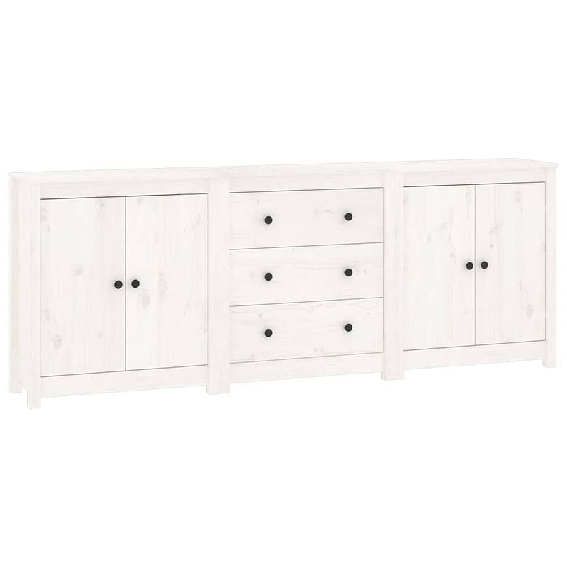 Foto van Vidaxl dressoir 210x35x80 cm massief grenenhout wit