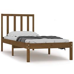 Foto van The living store houten bedframe - honingbruin - 195.5 x 81 x 100 cm - geschikt voor matras 75 x 190 cm