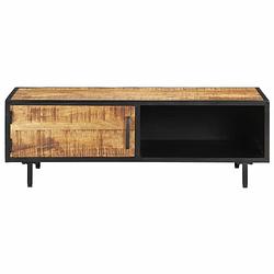 Foto van The living store salontafel industriële stijl - 105 x 50 x 35 cm - ruw mangohout en gepoedercoat staal