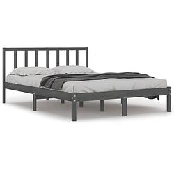 Foto van Vidaxl bedframe massief grenenhout grijs 135x190 cm 4ft6 double