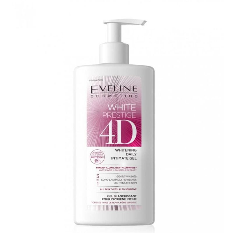 Foto van Eveline cosmetics white prestige 4d whitening daily intimate gel 250ml.