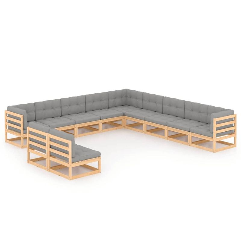 Foto van Vidaxl 11-delige loungeset met kussens massief grenenhout