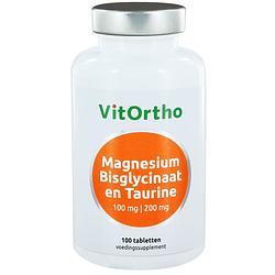 Foto van Vitortho magnesium bisglycinaat en taurine 100mg tabletten