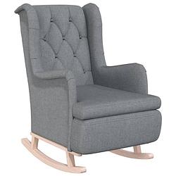 Foto van Vidaxl fauteuil met massief rubberwood schommelpoten stof lichtgrijs