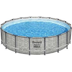 Foto van Bestway steel pro max™ bovengronds zwembad - grijs steenpatroon, 549 x 122 cm, framelink™-systeem