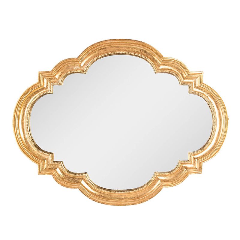 Foto van Clayre & eef spiegel 65x50 cm goudkleurig kunststof grote spiegel goudkleurig grote spiegel