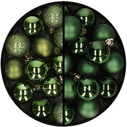 Foto van 36x stuks kunststof kerstballen appelgroen en donkergroen 3 en 4 cm - kerstbal