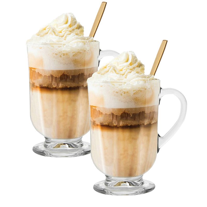 Foto van Latte macchiato glazen - koffieglazen - cappuccino glazen - cappuccino kop -310ml - + gratis lepels - set van 2