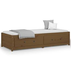 Foto van The living store massief grenenhouten bed - slaapbank - 205.5 x 85.5 x 44 cm - honingbruin