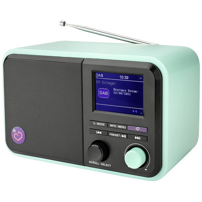 Foto van Dual br schlager tafelradio dab+, dab, vhf (fm) dab+, usb, aux, bluetooth herlaadbaar zwart, groen