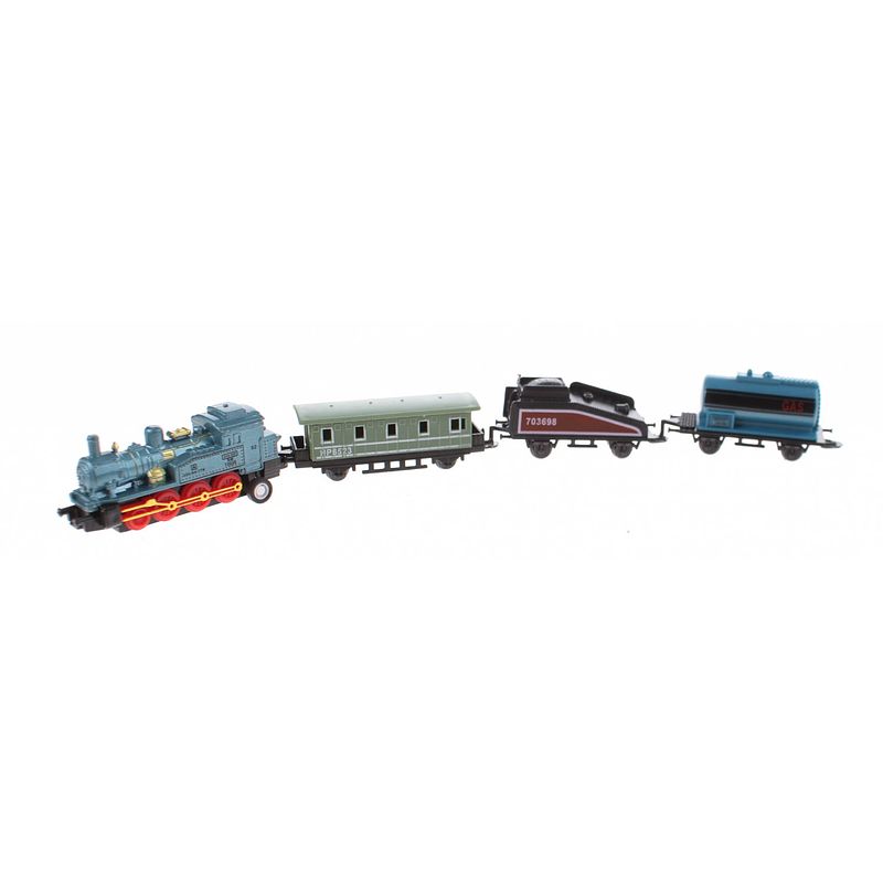 Foto van Johntoy speelgoedtrein met drie wagons 7 cm blauw