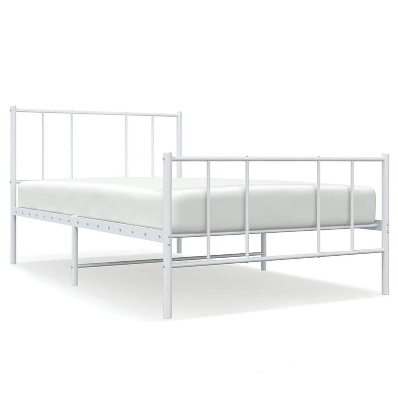 Foto van Vidaxl bedframe met hoofd- en voeteneinde metaal wit 90x200 cm