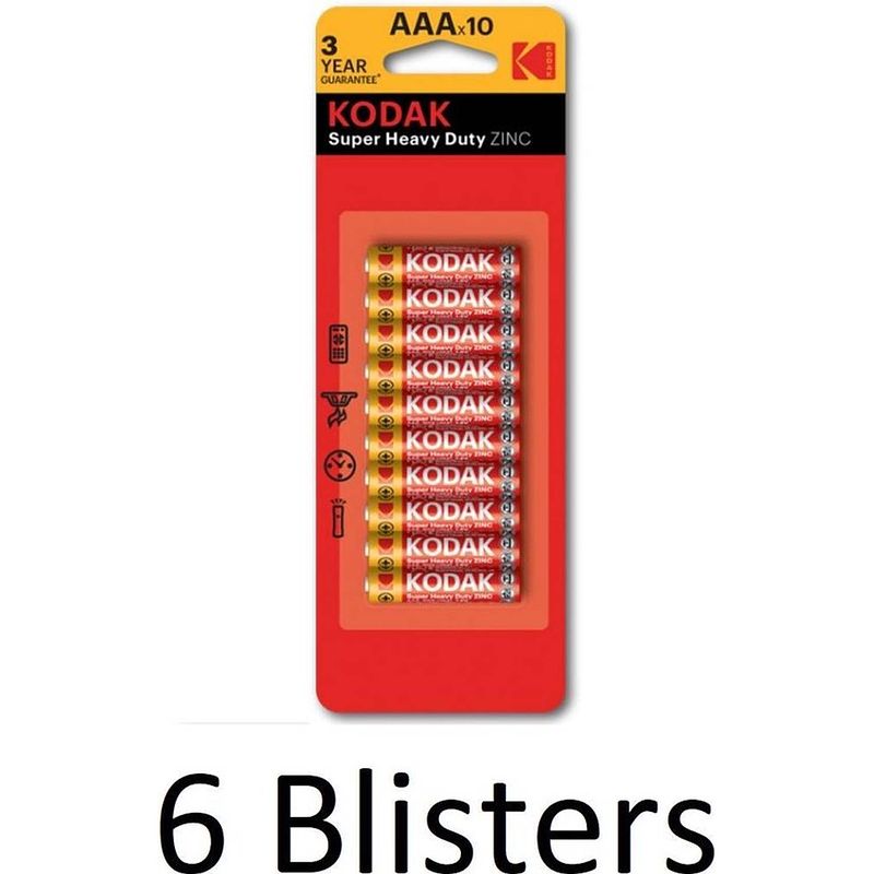 Foto van 60 stuks(6 blisters a 10 st) kodak zinc super heavy duty aaa