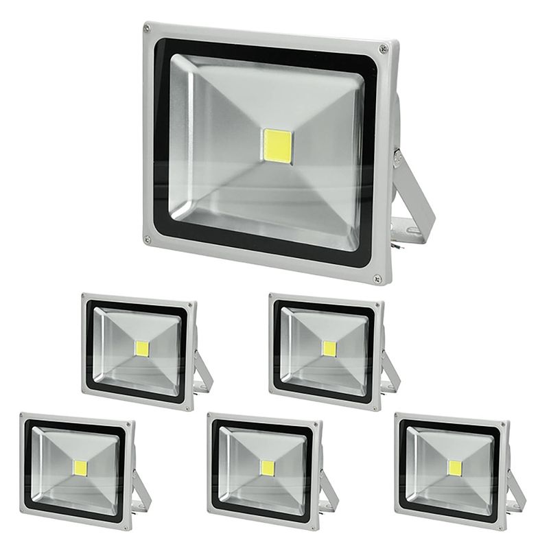 Foto van 6 x led schijnwerper + sensor 30w warm wit