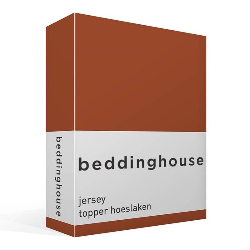 Foto van Beddinghouse jersey topper hoeslaken - 100% gebreide jersey katoen - 1-persoons (70/90x200/210 cm) - terra