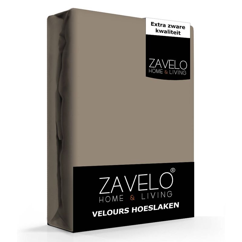 Foto van Zavelo hoeslaken velours taupe - fluweel zacht - 30 cm hoekhoogte - rondom elastiek - velvet -lits-jumeaux (190/200x2...