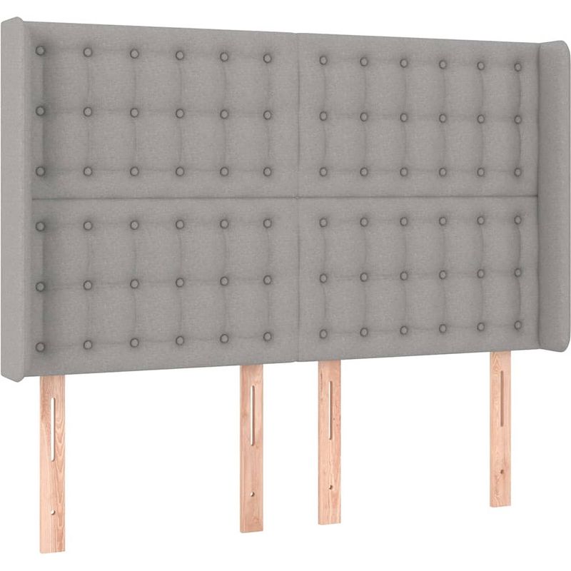 Foto van The living store boxspringbed lichtgrijs 203x147x118/128cm - pocketvering matras - middelharde ondersteuning