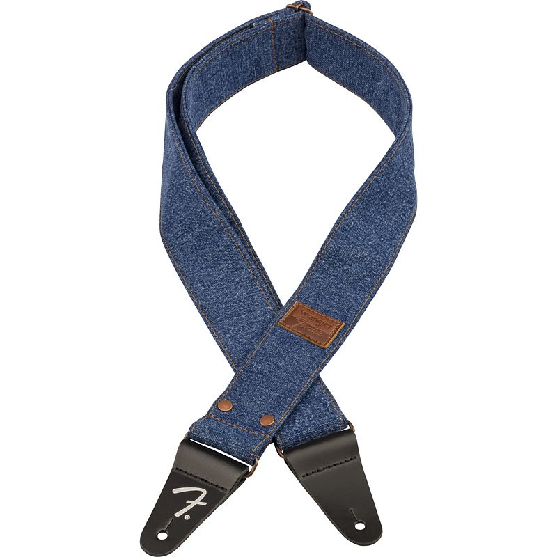 Foto van Fender x wrangler® riveted denim strap indigo gitaarband