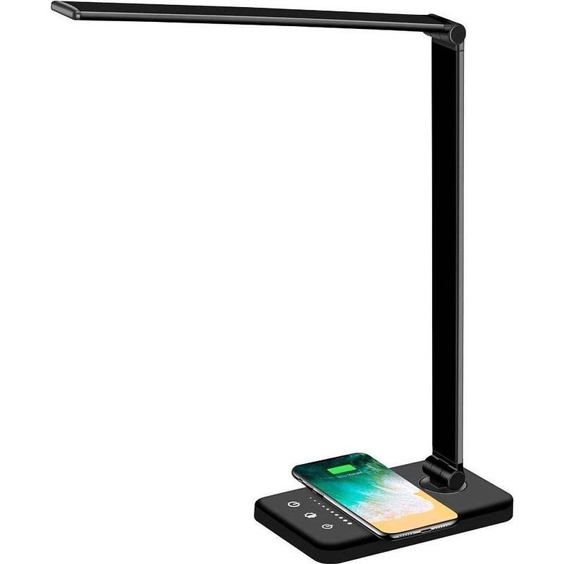 Foto van Parya official - led bureaulamp - draadloos opladen voor telefoon - zwart