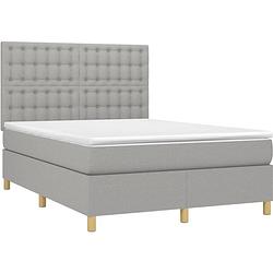 Foto van The living store boxspringbed - comfort - bed - 193 x 144 x 118/128 cm - lichtgrijs