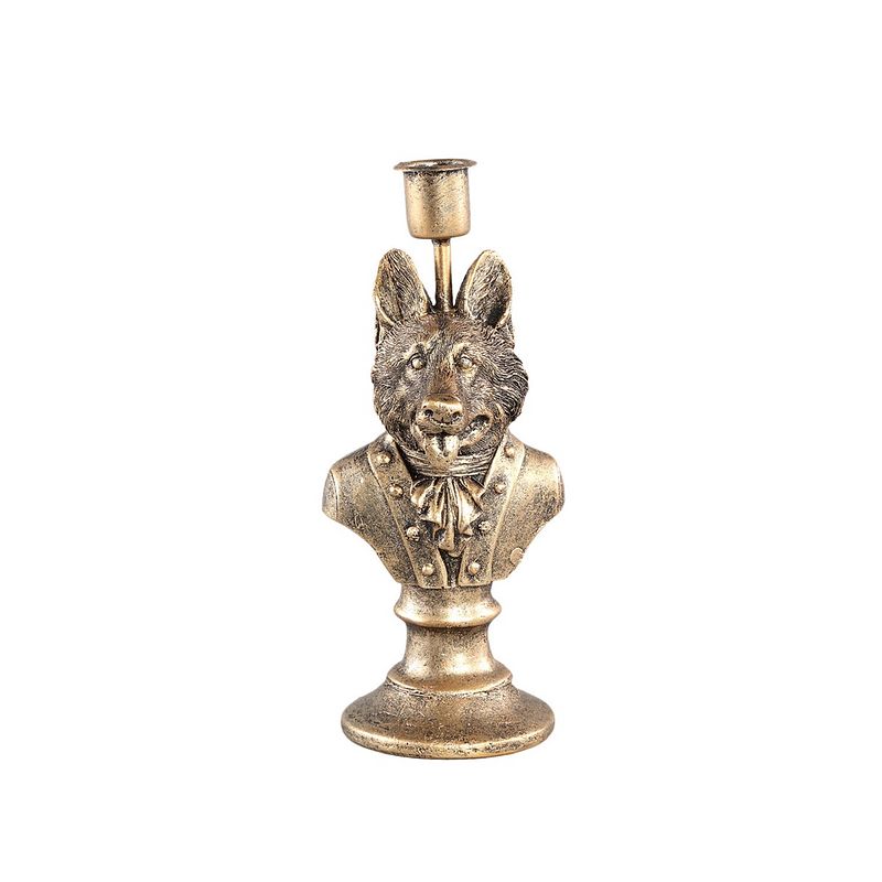 Foto van Ptmd ressy gold poly candleholder dressed up wolf set van 2