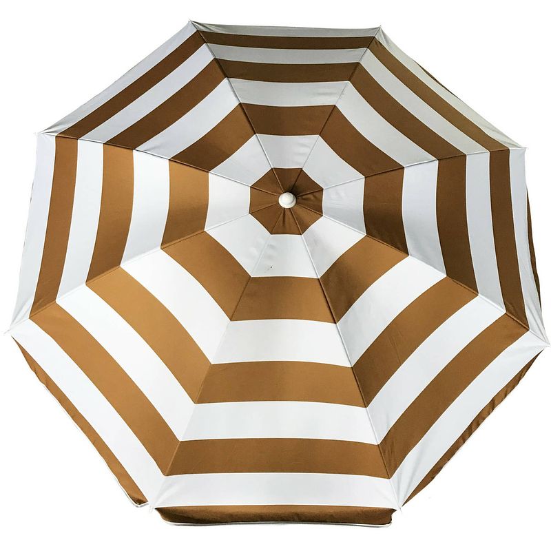 Foto van Parasol - goud/wit - gestreept - d160 cm - uv-bescherming - incl. draagtas - parasols